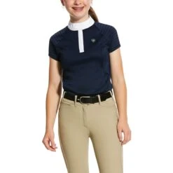 Ariat Girl's Aptos Vent Show Shirt -Equestrian Clothing Store 10030373 front girls navy ariat.aptos .show .shirt b36a6176 c971 429c 9ffa 0d19a2562496