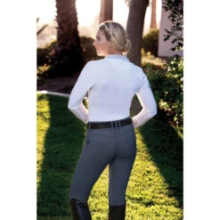 Romfh Ladies Sarafina Euro Seat Knee Patch Breeches -Equestrian Clothing Store 468455 ERS Romfh.Ladies.Sarafina.Euro .Seat .KneePatch.Breech Pewter Lifestyle