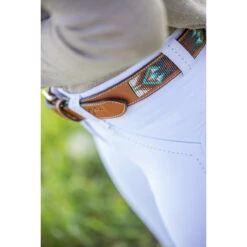 Penelope Pearl Belt -Equestrian Clothing Store 96001260 French.Eq Penelope Pearl.Belt Brandy.Turquoise