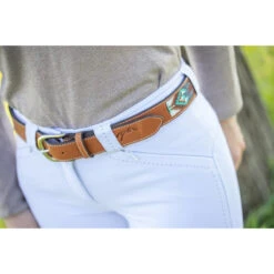 Penelope Pearl Belt -Equestrian Clothing Store 96001260 French.Eq Penelope Pearl.Belt Brandy.Turquoise.3