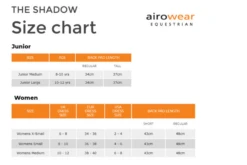 Airowear Shadow Body Protector -Equestrian Clothing Store AirowearShadowSizeChart