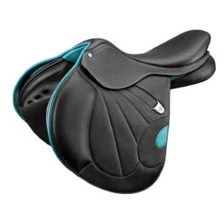 Bates Victrix Saddle With HART -Equestrian Clothing Store Bates Victrix Blk.Aqua