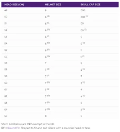 Charles Owen Ayr8 Plus -Equestrian Clothing Store COsizechart