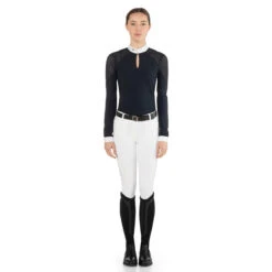 EGO 7 Women's Teresa Long Sleeve Show Shirt -Equestrian Clothing Store EGO7 Teresa.LS Navy Front.2