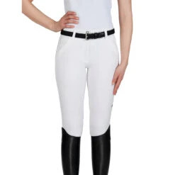 Equiline Women's X Shape Knee Grip Breech -Equestrian Clothing Store EQline 181 N08674 XShapeKG White Front
