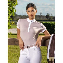 Equiline Women's GinnyG Competition Polo With Microstuds -Equestrian Clothing Store EQline H00876 GinnyG Violet.Ice IRL