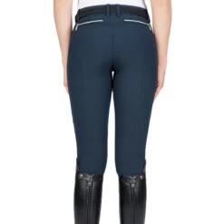 Equiline Women's Ash Riding Breeches With X-Grip Knee Patch -Equestrian Clothing Store EQline N08698 Ash.XGripKP Blue Back