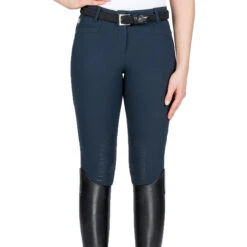 Equiline Women's Ash Riding Breeches With X-Grip Knee Patch -Equestrian Clothing Store EQline N08698 Ash.XGripKP Blue Front