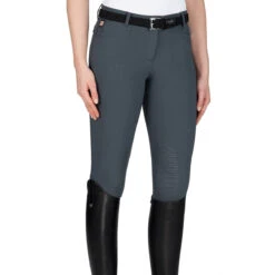 Equiline Women's Ash Riding Breeches With X-Grip Knee Patch -Equestrian Clothing Store EQline N08698 Ash.XGripKP Grey