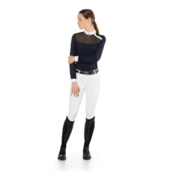 EGO 7 Women's Nina Long Sleeve Show Shirt -Equestrian Clothing Store Ego7 Womens.Nina .LS .Show .Shirt Navy Front
