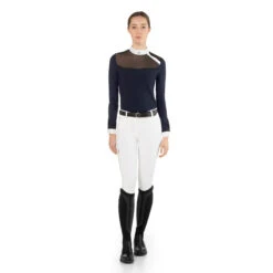 EGO 7 Women's Nina Long Sleeve Show Shirt -Equestrian Clothing Store Ego7 Womens.Nina .LS .Show .Shirt Navy Front2
