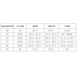 Equiline Women's ChoiceK B-Move Knee Grip Riding Breeches -Equestrian Clothing Store Equiline Womens breech size chart 00