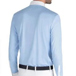 Equiline Evik Men's Competition Polo Long Sleeve Shirt 9 Equiline Evik Men's Competition Polo Long Sleeve Shirt -Equestrian Clothing Store Equiline Mens Evik.LS .Competition.Polo .Shirt Light.Blue Back
