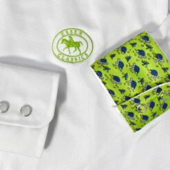 Essex Classics Ladies "Turtles" Talent Yarn Wrap Collar Long Sleeve Show Shirt 10 Essex Classics Ladies "Turtles" Talent Yarn Wrap Collar Long Sleeve Show Shirt -Equestrian Clothing Store Essex.Classics Show.Shirt SRL27 W3 Green.Turtles 00
