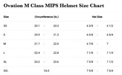 Ovation M Class MIPS Helmet -Equestrian Clothing Store FHT Mclass sizechart