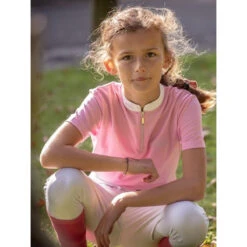 Jump'in Girls Short Sleeve Charlie Competition Polo Shirt -Equestrian Clothing Store Jump.In Girls.Charlie.Polo .Show .Shirt Pink