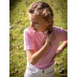 Jump'in Girls Short Sleeve Charlie Competition Polo Shirt -Equestrian Clothing Store Jump.In Girls.Charlie.Polo .Show .Shirt Pink.2