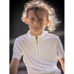 Jump'in Girls Short Sleeve Charlie Competition Polo Shirt -Equestrian Clothing Store Jump.In Girls.Charlie.Polo .Show .Shirt White.2