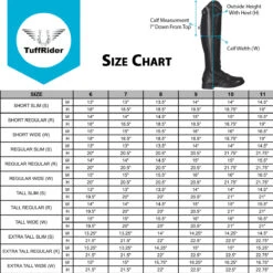 TuffRider Ladies Starter Zip Up Field Boot 14 TuffRider Ladies Starter Zip Up Field Boot -Equestrian Clothing Store LadyTallBootSizeChart