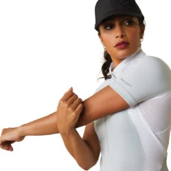 Ariat Womens Ascent 1/4 Zip Short Sleeve Show Shirt -Equestrian Clothing Store S23 WMS ENGL 10043400 detail01