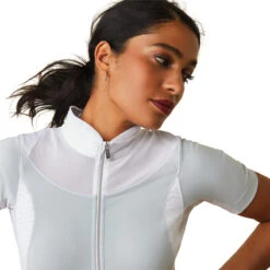 Ariat Womens Ascent 1/4 Zip Short Sleeve Show Shirt -Equestrian Clothing Store S23 WMS ENGL 10043400 detail03