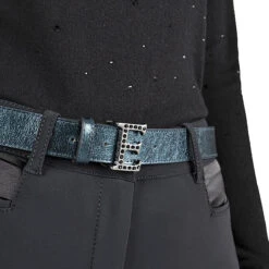 Equiline GrueG Fancy Leather Belt -Equestrian Clothing Store T11372 Grueg Fancy.Leather.Belt Equiline Green.Beetle 00