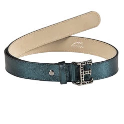 Equiline GrueG Fancy Leather Belt -Equestrian Clothing Store T11372 Grueg Fancy.Leather.Belt Equiline Green.Beetle 01