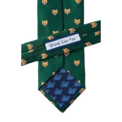 Wild Attire Inc. Stone Cold Fox Green Silk Tie -Equestrian Clothing Store WIild.Attire.Inc green silk stone cold fox AL301553 03