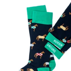 Wild Attire Inc. Horsin' Around Carded Cotton Socks 12 Wild Attire Inc. Horsin' Around Carded Cotton Socks -Equestrian Clothing Store Wild.Attire.Inc navy blue carded cotton horsin around 02