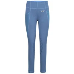 TuffRider Children's Minerva EquiCool Tights -Equestrian Clothing Store blue front 33515.1587157084.1280.1280