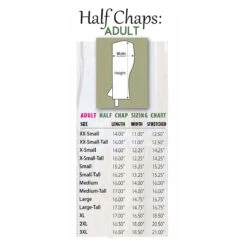 Perri's Professional Half Chaps -Equestrian Clothing Store chap size chart 01597.1588190846.1280.1280