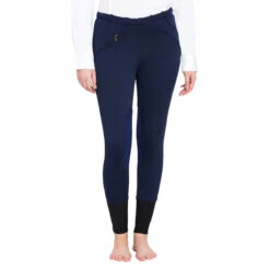 TuffRider Ladies Unifleece Pull-On Winter Breeches -Equestrian Clothing Store navy front 53918.1588623838.1280.1280