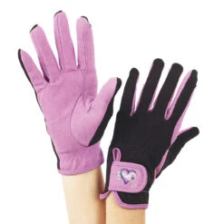 Ovation Child's Hearts & Horses Gloves -Equestrian Clothing Store purple black 48118.1590174193.1280.1280